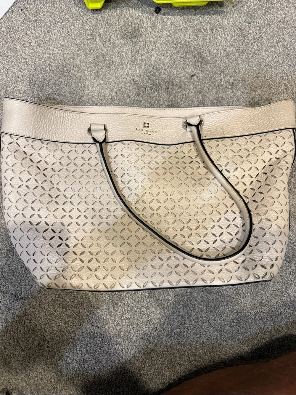 kate spade Perforated Cream Leather Tote